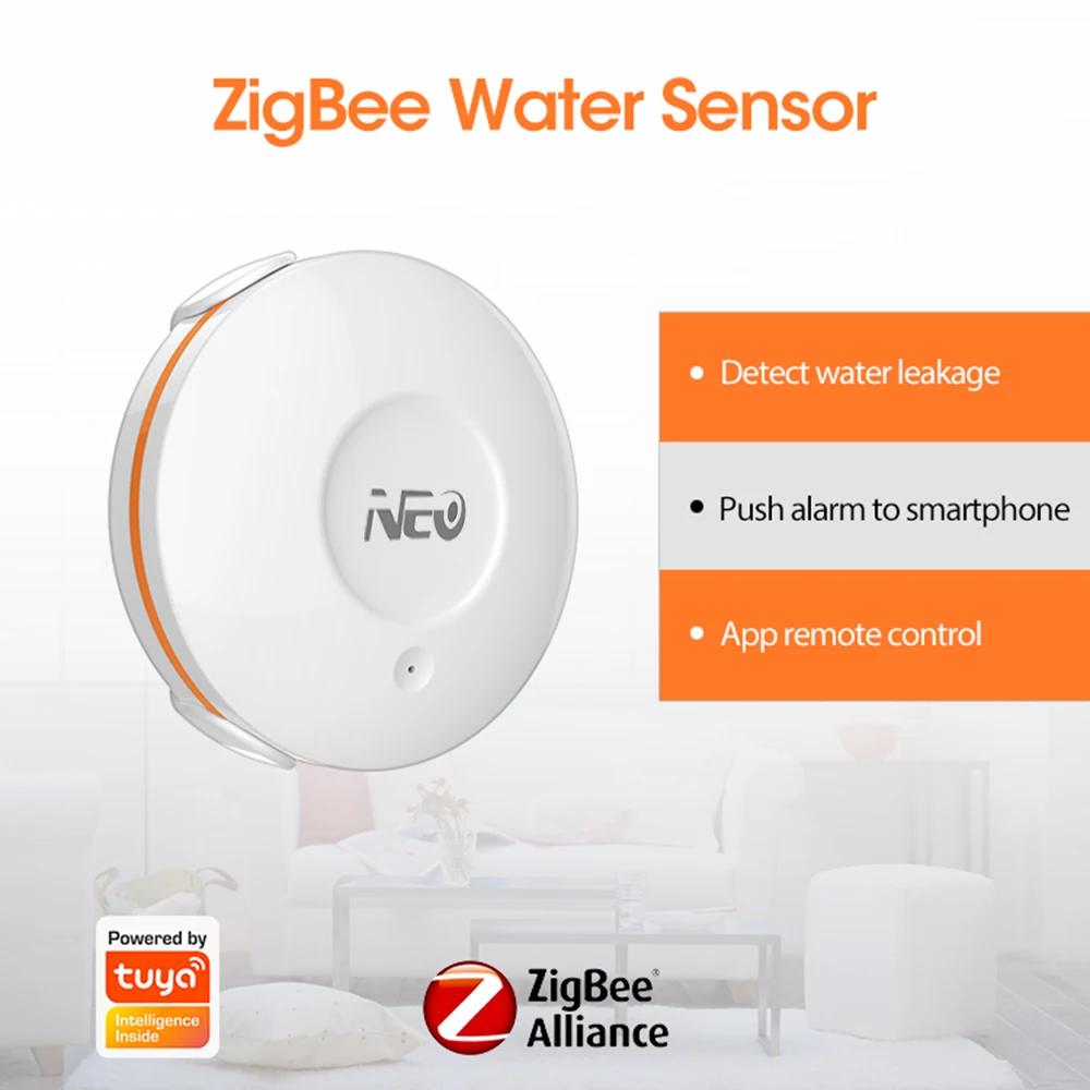NEO Tuya ZigBee Smart Home Water Leak Sensor Wireless Flooding Detector Water Leakage Detection Alert Water Level Overflow Alarm
NEO Tuya ZigBee Smart Home Water Leak Sensor Wireless Flooding Detector Water Leakage Detection Alert Water Level Overflow Alarm