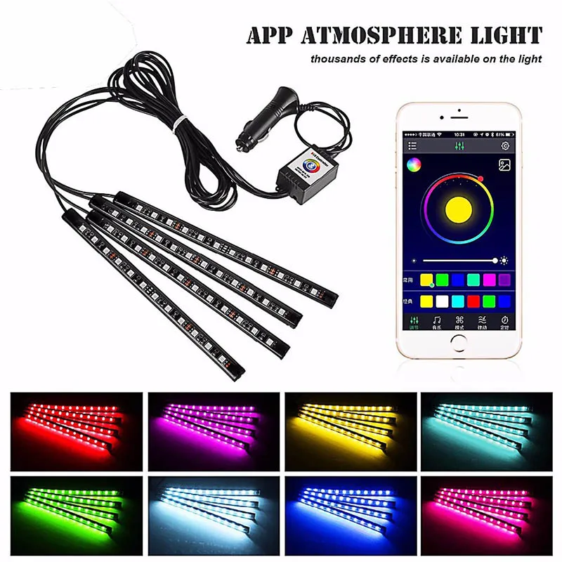 ZK30 Car Interior Atmosphere LED RGB Strip Light Dash Floor Foot RGB LED Strip Decorative Light Music Control Multiple Lighting
ZK30 Car Interior Atmosphere LED RGB Strip Light Dash Floor Foot RGB LED Strip Decorative Light Music Control Multiple Lighting