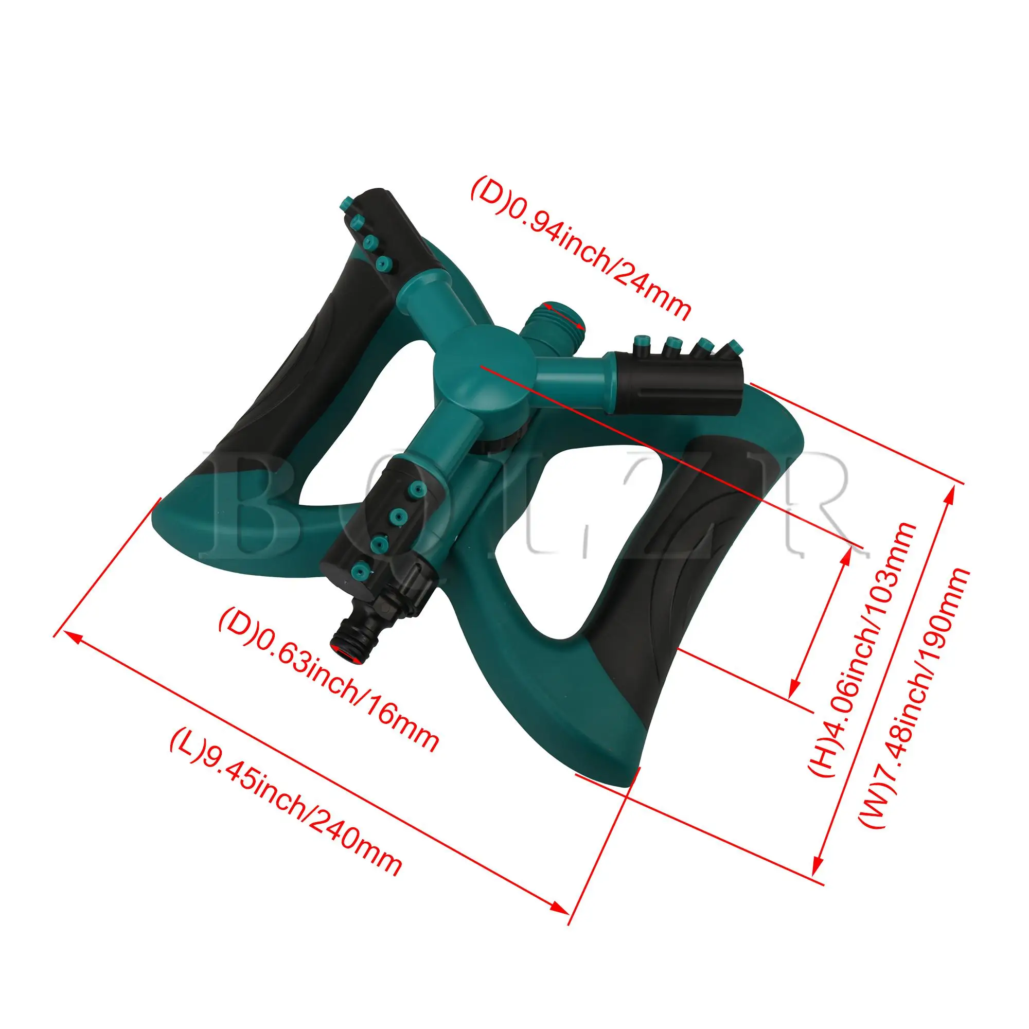 BQLZR 9.45x7.48x4.06inch Green Gardening Water Rotator 360 Degree Garden Tool
