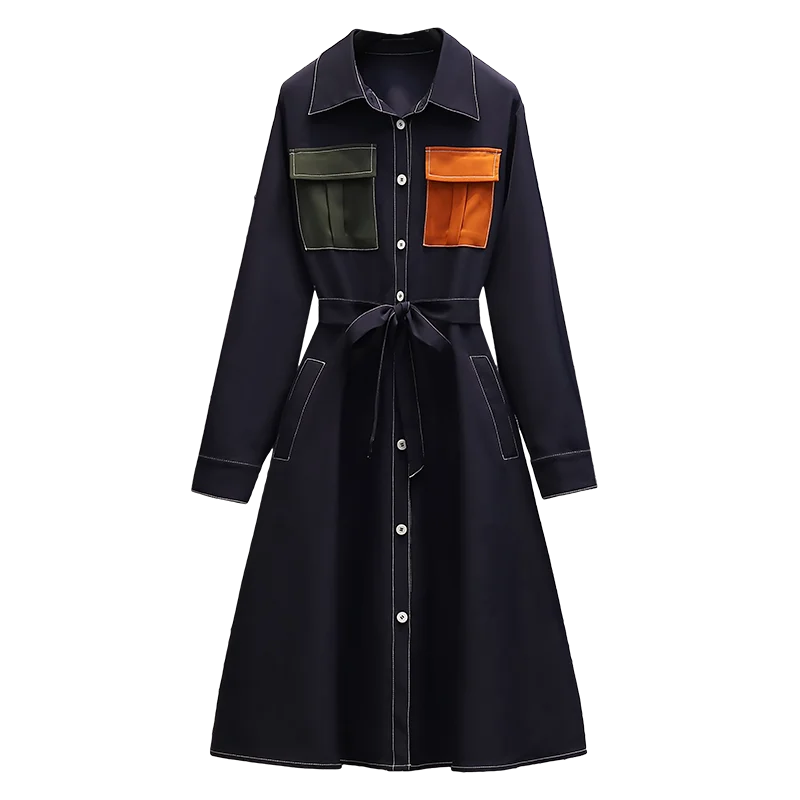 L-4XL temperament dress 2021 autumn new style lapel waist slimming mid-length dress fashionable women's clothing
L-4XL temperament dress 2021 autumn new style lapel waist slimming mid-length dress fashionable women's clothing