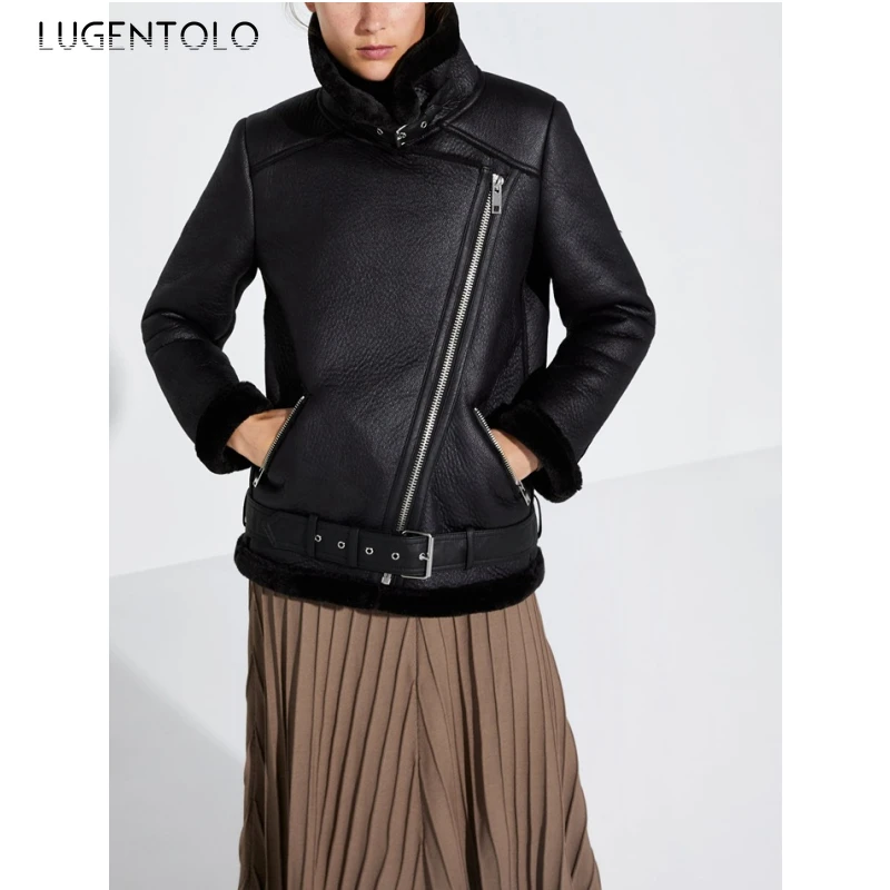 Lugentolo Moto Faux Leather Women Fashion Thick Warm Autumn Winter Jacket Lapel Fur Collar Zipper Female Casual Street Coats
Lugentolo Moto Faux Leather Women Fashion Thick Warm Autumn Winter Jacket Lapel Fur Collar Zipper Female Casual Street Coats