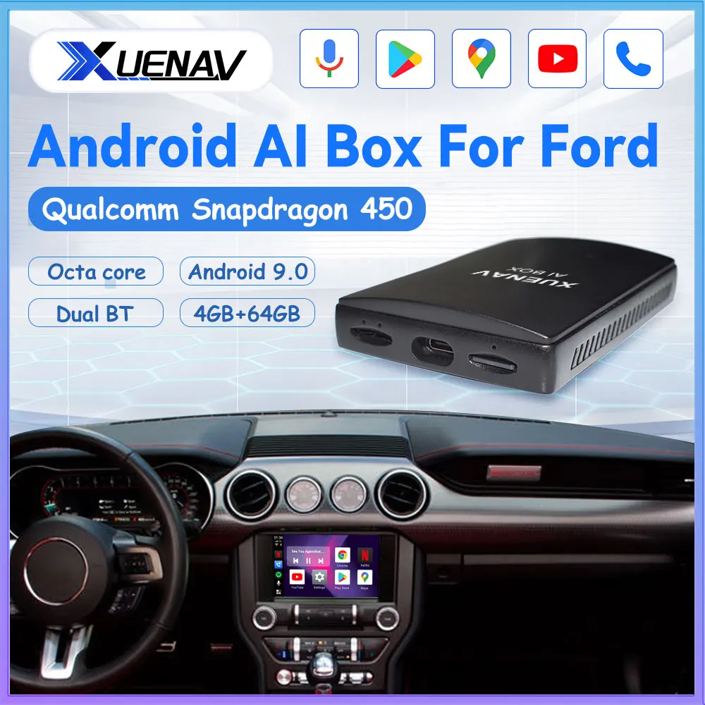 

Автомобильный беспроводной Android-плеер для Ford Series 2017-2021 Carplay Mini Ai Box мультимедийный плеер 4 + 64 Гб аудио навигация Netflix Google