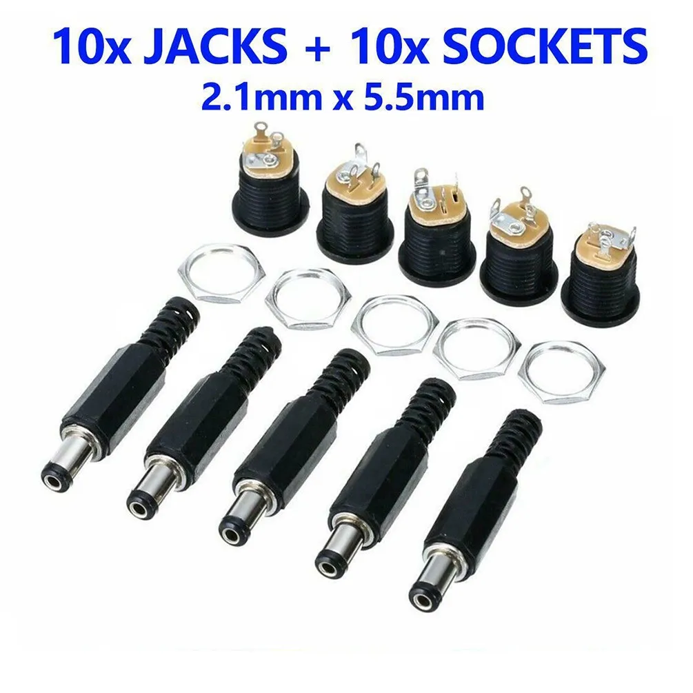20Pcs 2.5mm X 5.5mm DC Male Jack Plug Female Socket Panel Mount Connector DIY 12V/3A For Laptop Doorbell Router
20Pcs 2.5mm X 5.5mm DC Male Jack Plug Female Socket Panel Mount Connector DIY 12V/3A For Laptop Doorbell Router
