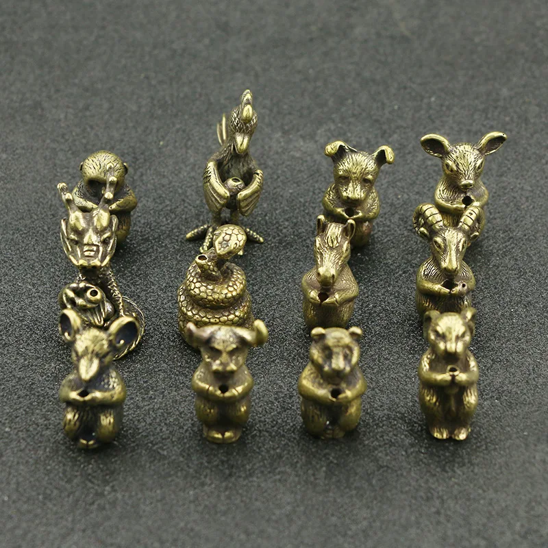 Античная Медная подставка для благовоний с китайским знаком зодиака 12 животных