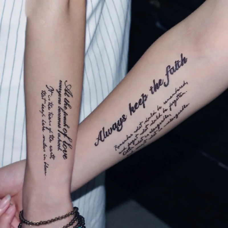 Hot sale Black English Words Tattoo Sticker Women Men Couple Body Art Temporary Fake Tattoo Sticker Waterproof
Hot sale Black English Words Tattoo Sticker Women Men Couple Body Art Temporary Fake Tattoo Sticker Waterproof