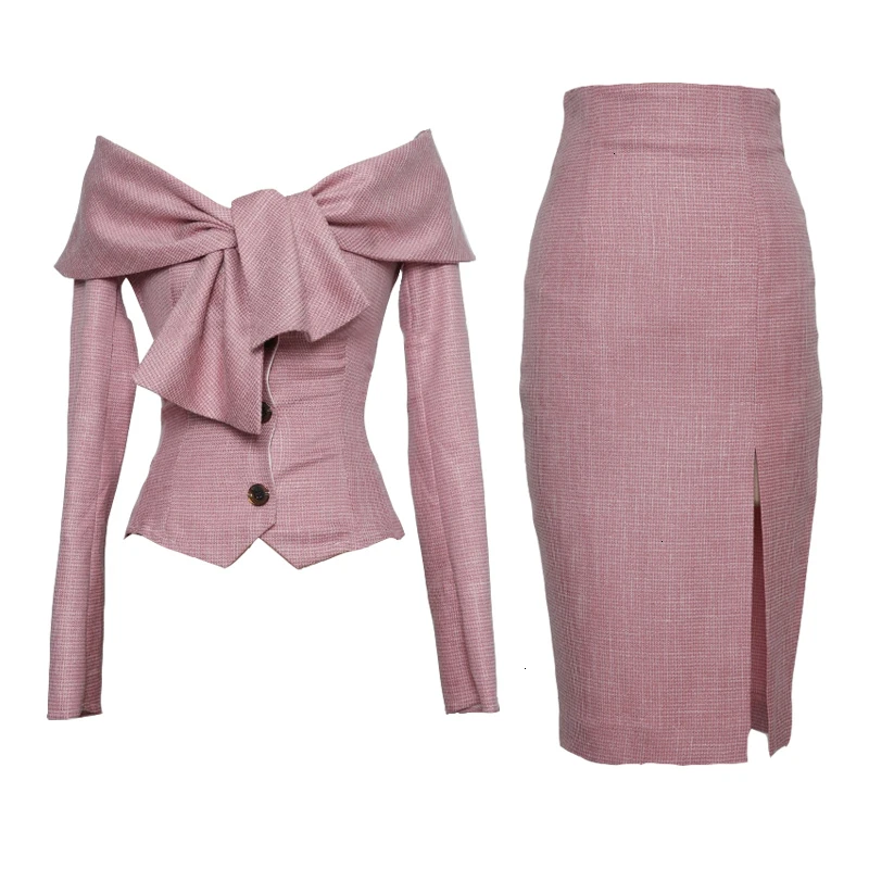 Foamlina Korean Fashion Women Two Pieces Set Bowtie Slash Neck Off Shoulder Long Sleeve Buttons Crop Top and Pencil Skirt Suits
Foamlina Korean Fashion Women Two Pieces Set Bowtie Slash Neck Off Shoulder Long Sleeve Buttons Crop Top and Pencil Skirt Suits