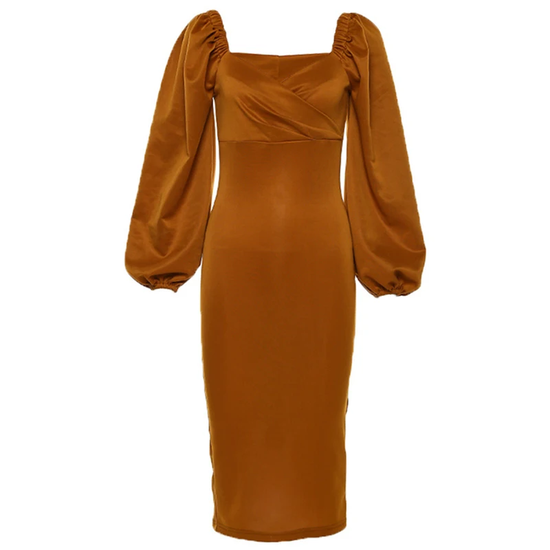 Vintage Solid Color V Neck Puff Sleeve Slim Retro Dress For Women Autumn Sexy Dress 2020 NEW Mujer Vestidos Evening Wear
Vintage Solid Color V Neck Puff Sleeve Slim Retro Dress For Women Autumn Sexy Dress 2020 NEW Mujer Vestidos Evening Wear