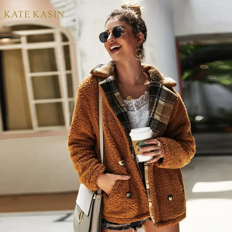 Kate Kasin женское повседневное пальто из искусственного меха куртка с плюшевым