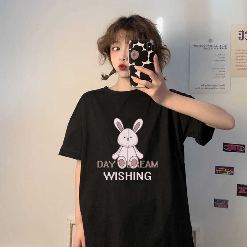 2021 Summer Harajuku Style Women's T-shirt Short Sleeved New Cute Print Round Neck Loose Fashion Female Casual Pullovers Tops
2021 Summer Harajuku Style Women's T-shirt Short Sleeved New Cute Print Round Neck Loose Fashion Female Casual Pullovers Tops