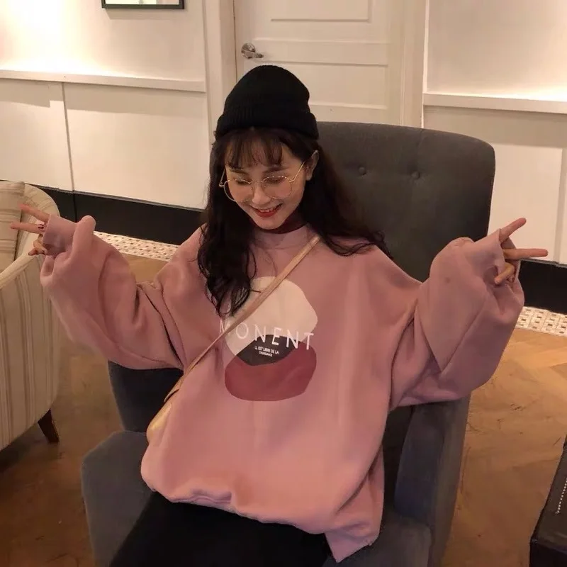 Hoodies Women Printed Turtleneck Plus Velvet Harajuku Womens Pullover Chic Casual Warm BF Simple Students Sweet Oversize Ulzzang
Hoodies Women Printed Turtleneck Plus Velvet Harajuku Womens Pullover Chic Casual Warm BF Simple Students Sweet Oversize Ulzzang