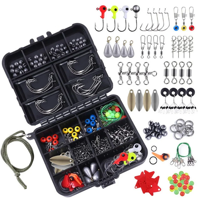 187Pcs Fishing Accessories Kit, Including Jig Hooks, Sinker Weights, Swivels Snaps, Sinker Slides,with Tackle Box
187Pcs Fishing Accessories Kit, Including Jig Hooks, Sinker Weights, Swivels Snaps, Sinker Slides,with Tackle Box