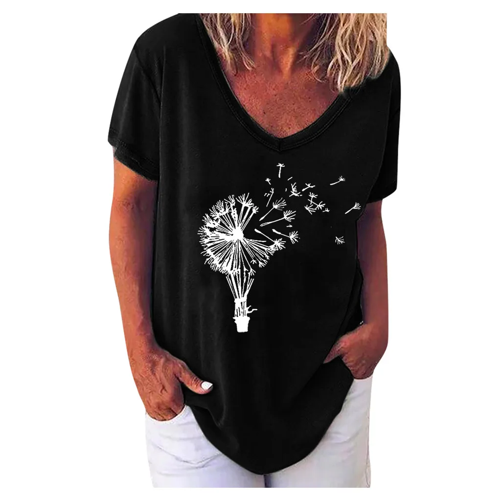 Plus Size Womens T-shirt Dandelion printed long T-shirts V Neck Short Sleeve streetwear Tee Tops casual nightclub femme t-shirts
Plus Size Womens T-shirt Dandelion printed long T-shirts V Neck Short Sleeve streetwear Tee Tops casual nightclub femme t-shirts