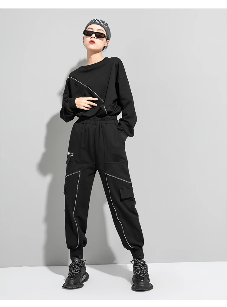 Women High Waisted Zipper Splice Loose Cargo Pants Spring Autumn Female Streetwear Gothic Hip Hop Harem Trouser Sweatpants 8936
Women High Waisted Zipper Splice Loose Cargo Pants Spring Autumn Female Streetwear Gothic Hip Hop Harem Trouser Sweatpants 8936