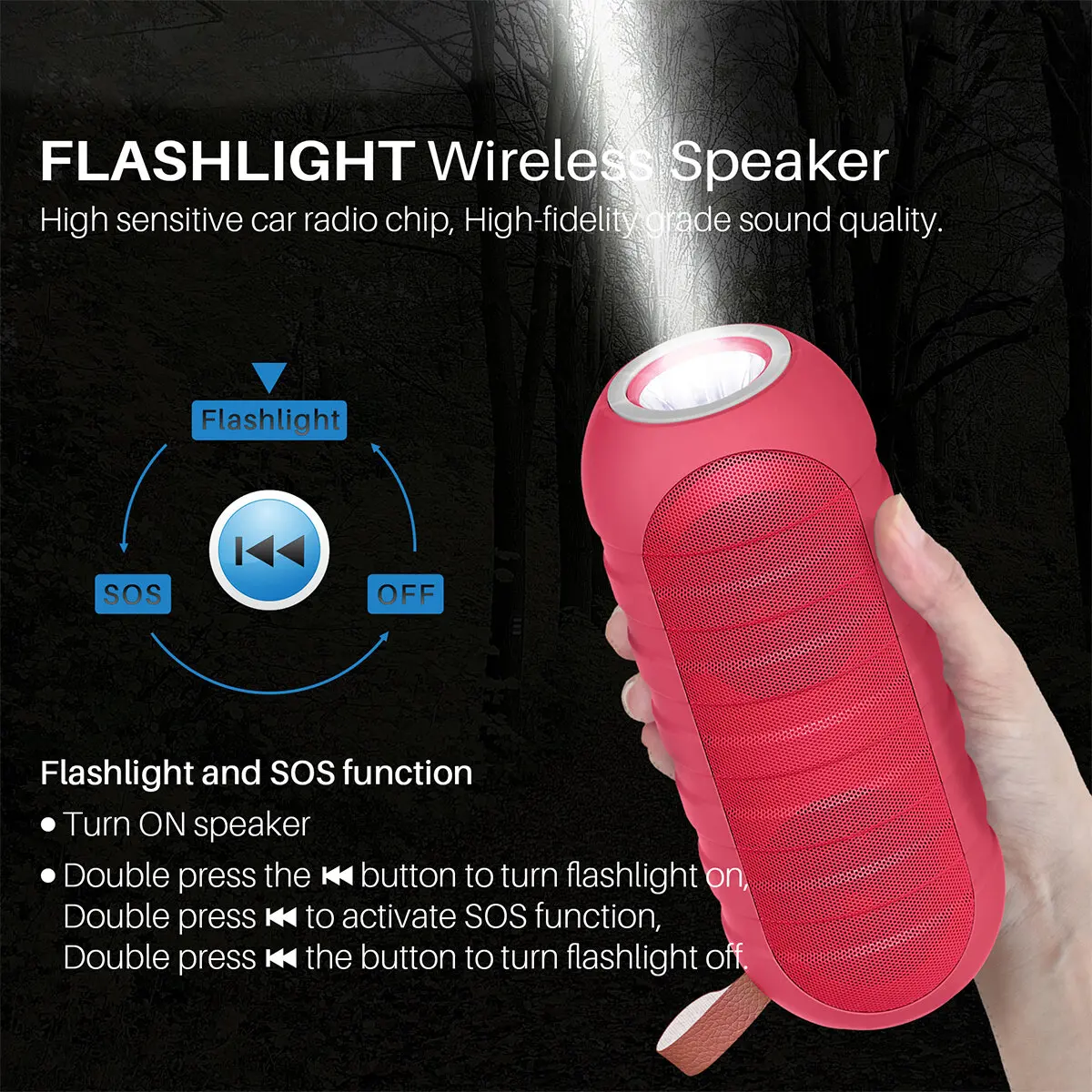 Outdoor Portable Wireless Bluetooth 5.0 Flashlight Speaker Stereo HiFi Speakers Support TF
Outdoor Portable Wireless Bluetooth 5.0 Flashlight Speaker Stereo HiFi Speakers Support TF