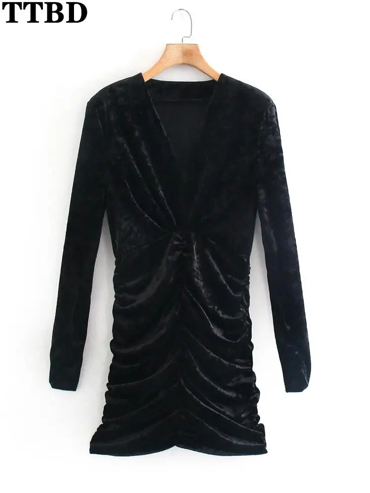 TTBD vestido feminino with shoulder pads pleated velvet sexy mini dress vintage v neck long sleeve female dresses vestidos mujer
TTBD vestido feminino with shoulder pads pleated velvet sexy mini dress vintage v neck long sleeve female dresses vestidos mujer