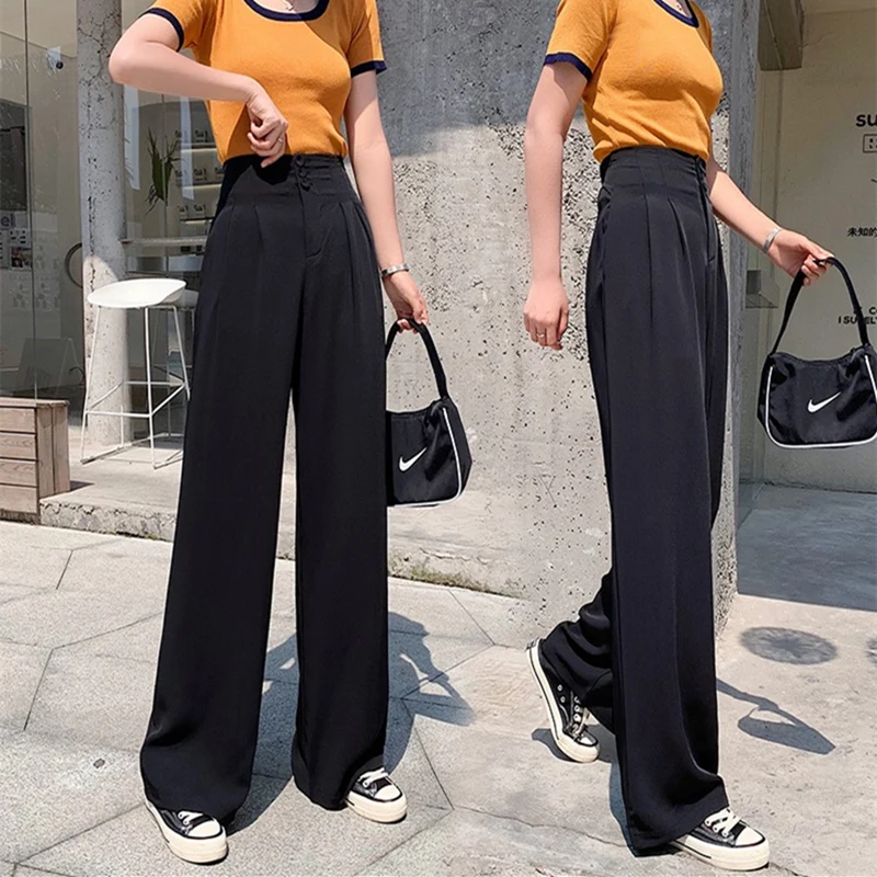 Summer Wide Leg Pants For Women Casual Elastic High Waist BF Wind New Fashion Loose Long Pants Pleated Pant Trousers Femme
Summer Wide Leg Pants For Women Casual Elastic High Waist BF Wind New Fashion Loose Long Pants Pleated Pant Trousers Femme