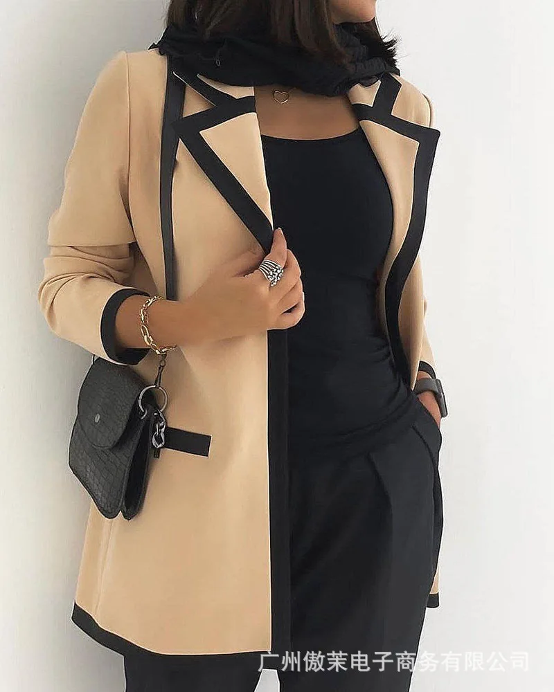Long-sleeved lapel slim-fit blazer, women's new khaki partially edging temperament ladies jacket
Long-sleeved lapel slim-fit blazer, women's new khaki partially edging temperament ladies jacket
