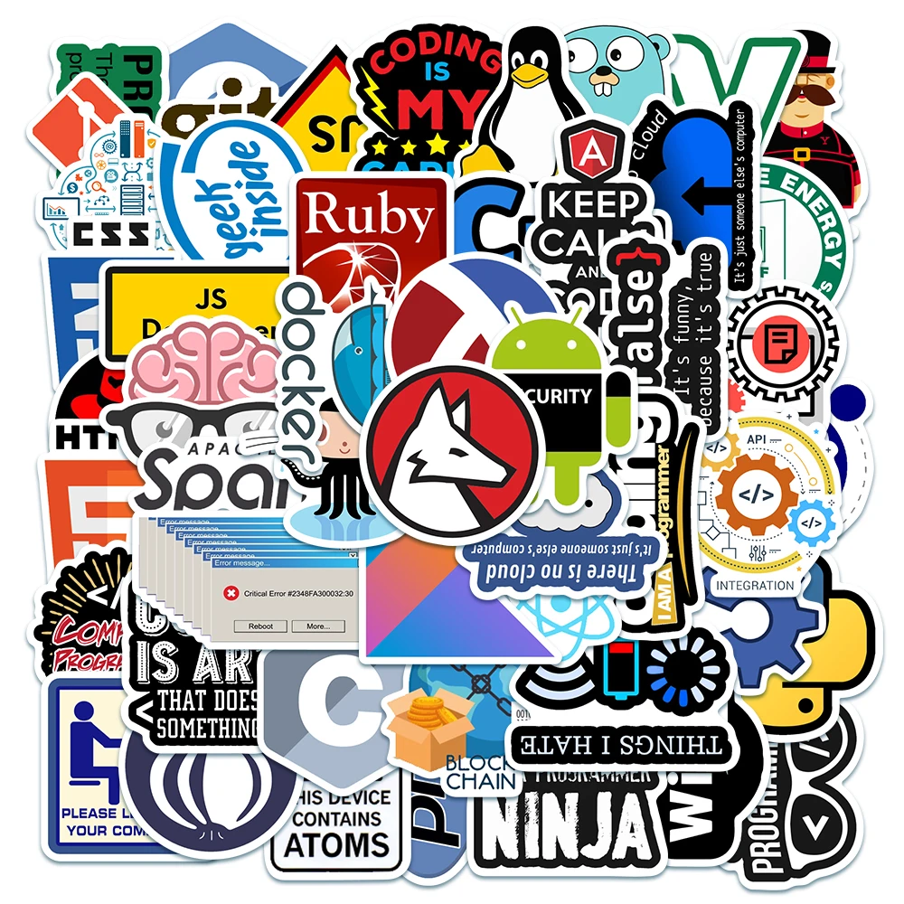 10/50 шт. программатор интернет-Java наклейки Geek Php Docker Html язык программирования