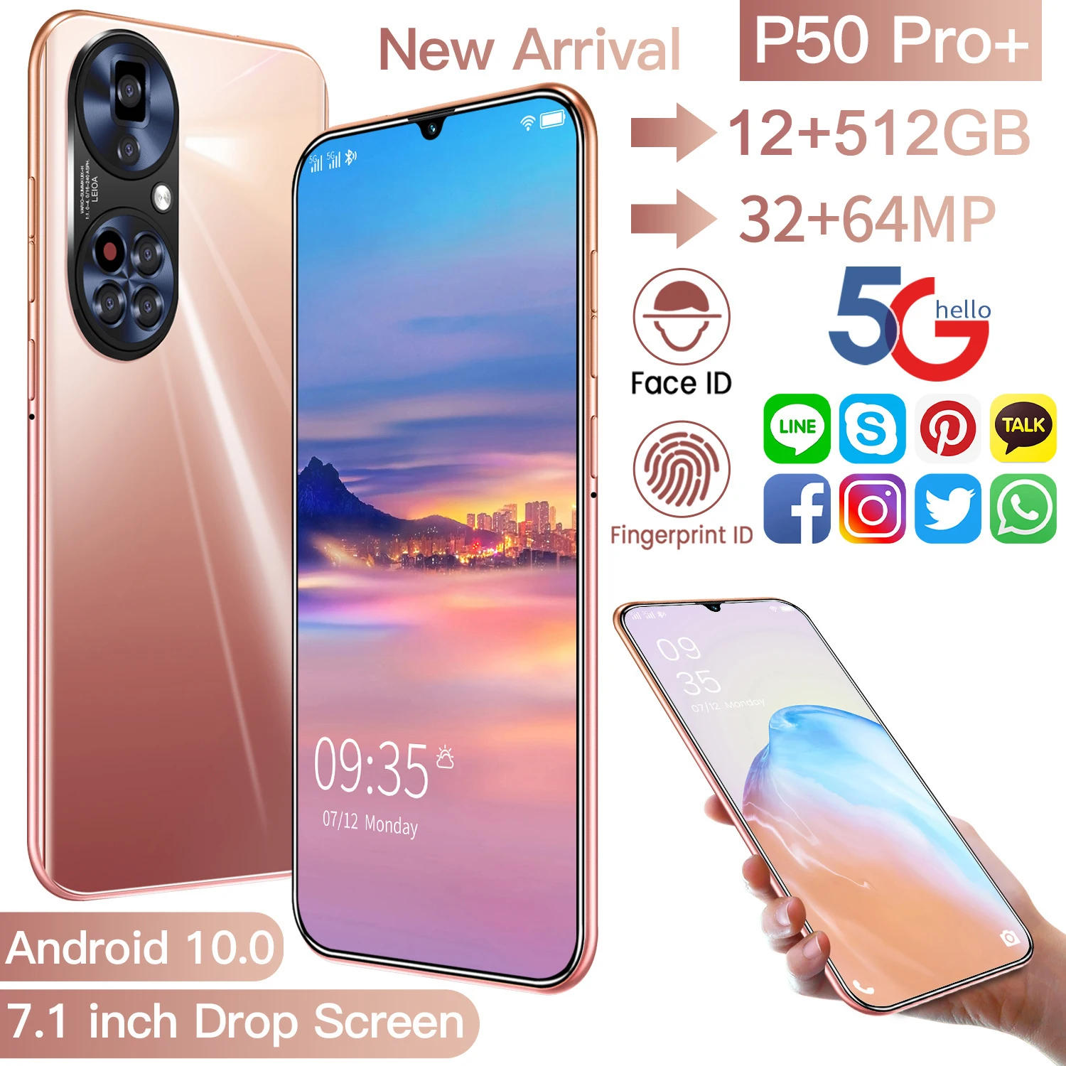 Hawei P50 Smartphone Android Celular 16B 512GB Smart Phones Unlocked 5G 6800mAh 7.1 Screen Mobile Phone Global Version Cellphone
Hawei P50 Smartphone Android Celular 16B 512GB Smart Phones Unlocked 5G 6800mAh 7.1 Screen Mobile Phone Global Version Cellphone