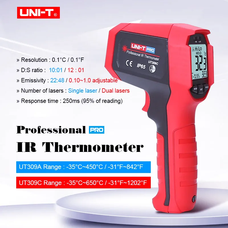 

Professional IR Thermometer UNI-T UT309A UT309C Non-Contact Temperature meter infrared Temperature Gun Data hold Display hold