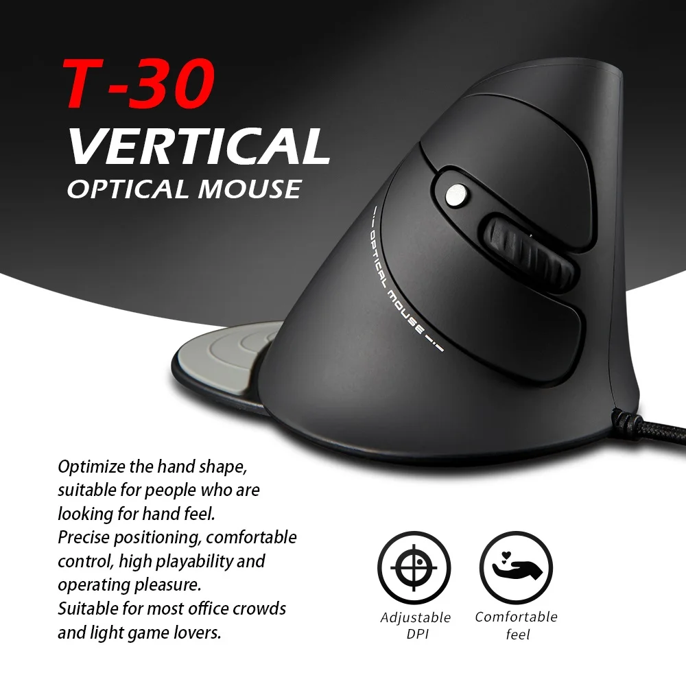 6 Keys ZELOTES T-30 Wired Optical Mouse Vertical Mouse USB Wired Gaming Mouse Ergonomic Mice with 4 Adjustable DPI for PC Laptop
6 Keys ZELOTES T-30 Wired Optical Mouse Vertical Mouse USB Wired Gaming Mouse Ergonomic Mice with 4 Adjustable DPI for PC Laptop