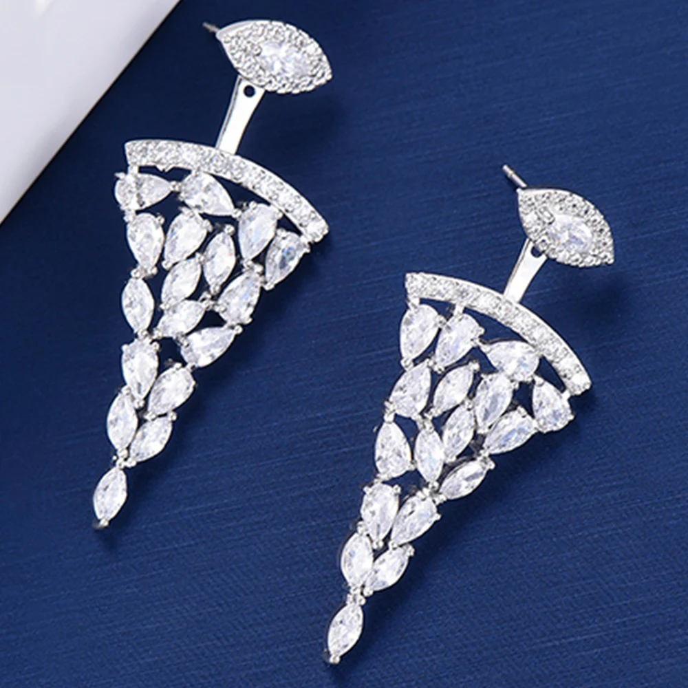 

Kellybola Gorgeous Trendy Geometric Shape Pierced Dangle Earrings Fashion Jewelry Cubic Zirconia Inlaid High Quality Earrings