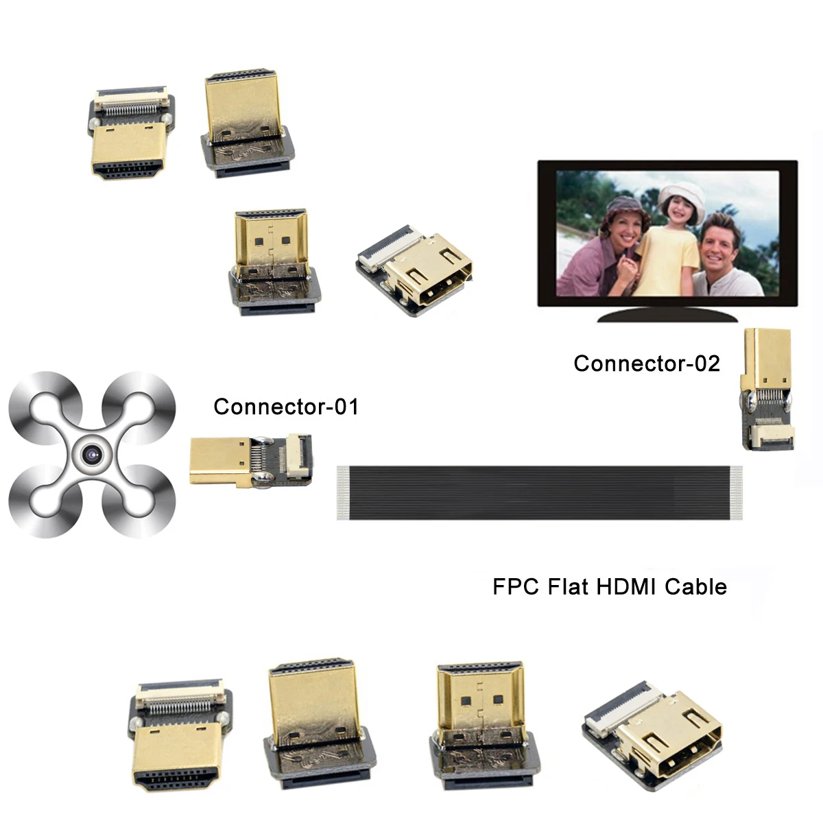 CY Chenyang CYFPV Micro HDMI Mini HDMI 90 degree Adapter 5cm-80cm FPC Ribbon Flat HDMI Cable
CY Chenyang CYFPV Micro HDMI Mini HDMI 90 degree Adapter 5cm-80cm FPC Ribbon Flat HDMI Cable