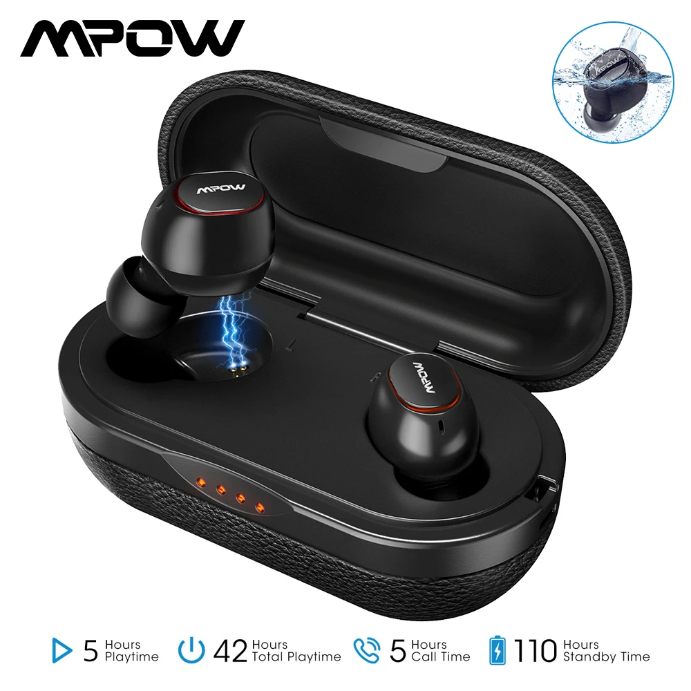 Беспроводные TWS наушники Mpow T5/M5 IPX7 APTX Bluetooth 5 0 стереонаушники 36н CVC8.0