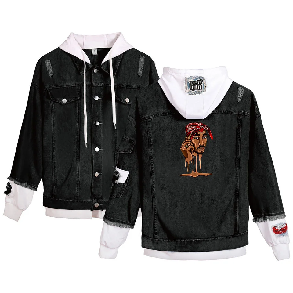 Casual Men Women Denim Jacket Tupac Amaru Shakur Hooded Denim Jacket Boy Fashion Denim Jackets Cowboy Outwear
Casual Men Women Denim Jacket Tupac Amaru Shakur Hooded Denim Jacket Boy Fashion Denim Jackets Cowboy Outwear