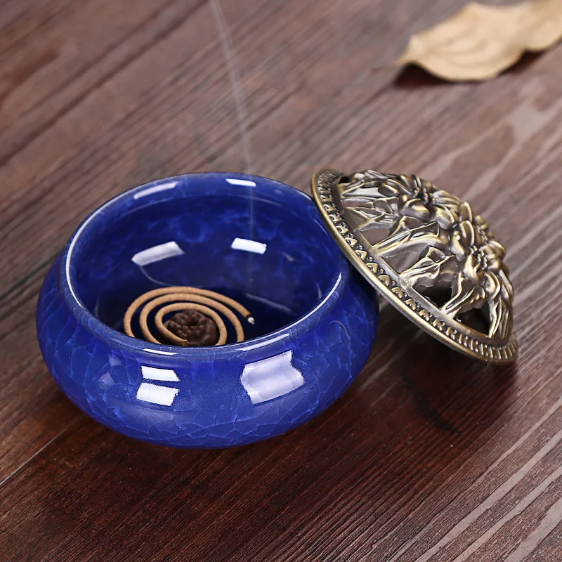Ceramic disc incense burner with sandalwood Buddha home decor | Дом и сад