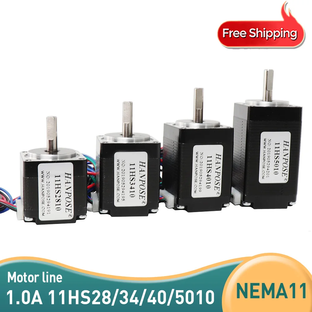 

Free shipping Nema11 11HS2810 3410 4010 5010 hybrid Stepper motor 28x34mm two phases 4 wires 1.8 degrees for new CNC router