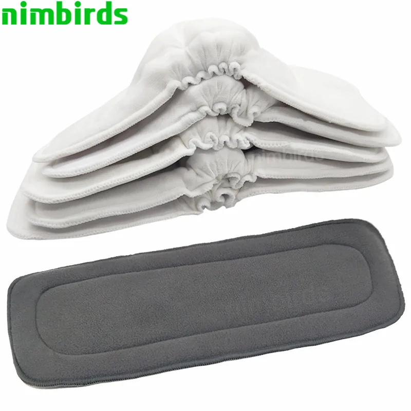 

Reusable Washable Diaper Inserts Bamboo Cotton Elastic Inserts Boosters Liners For Baby Diaper Cover Nappies Charcoal Insert