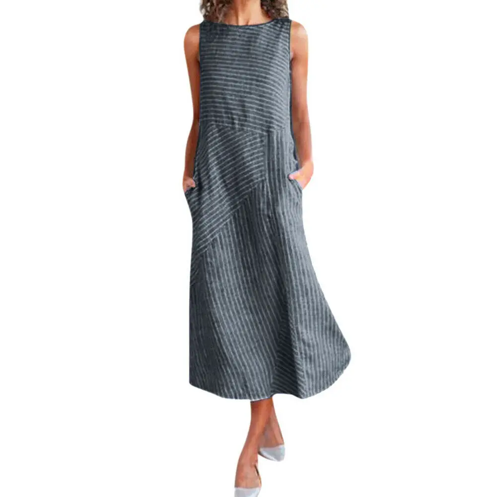 2019 New Fashion Women Boho Stripe Casual Baggy Long Dresses Summer Sleeveless Loose Beach Sundress 3 Colors Plus Size
2019 New Fashion Women Boho Stripe Casual Baggy Long Dresses Summer Sleeveless Loose Beach Sundress 3 Colors Plus Size