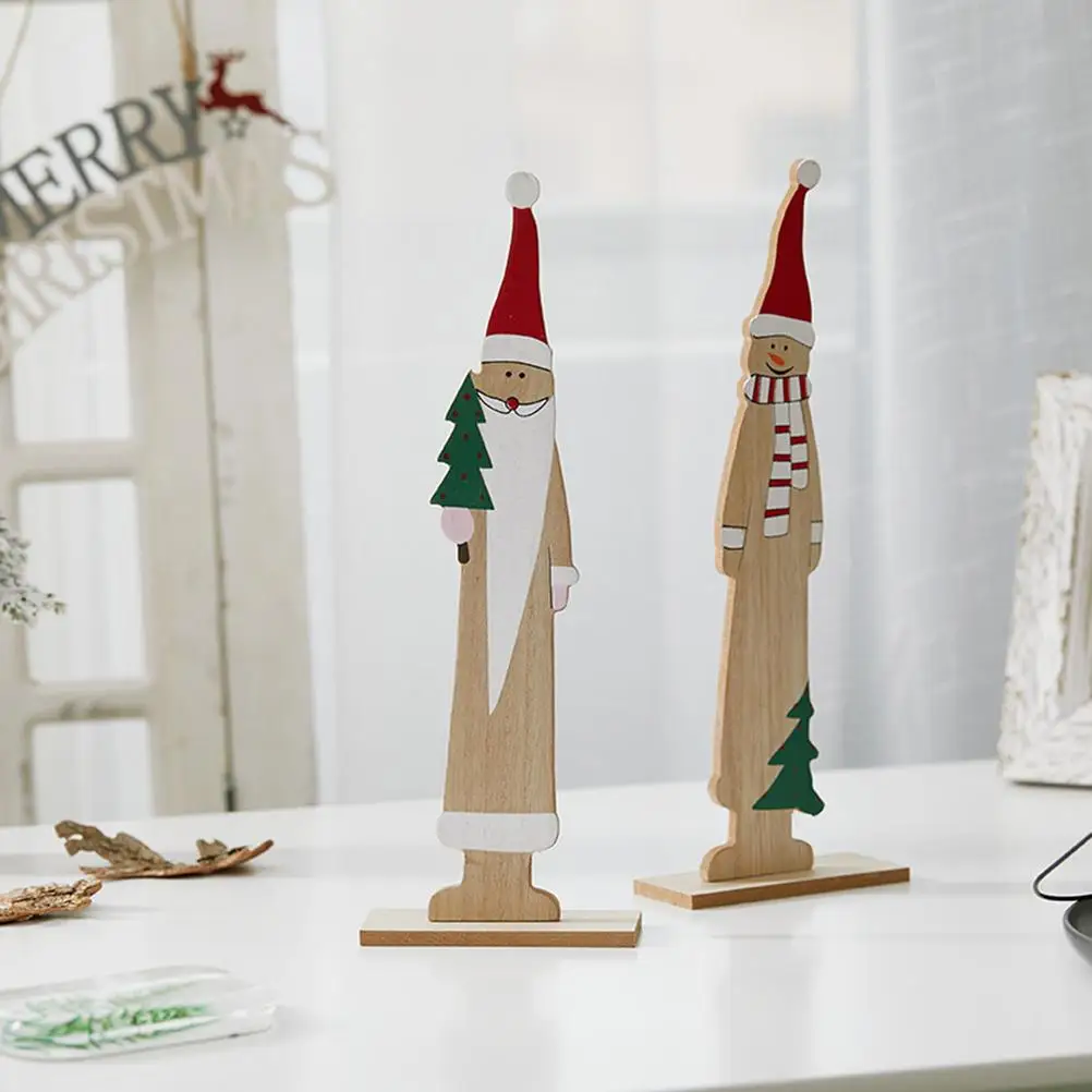 

Рождественский Санта-Клаус, снеговик, деревянное украшение, настольное украшение, Рождественская настольная фигурка, рождественские украш...