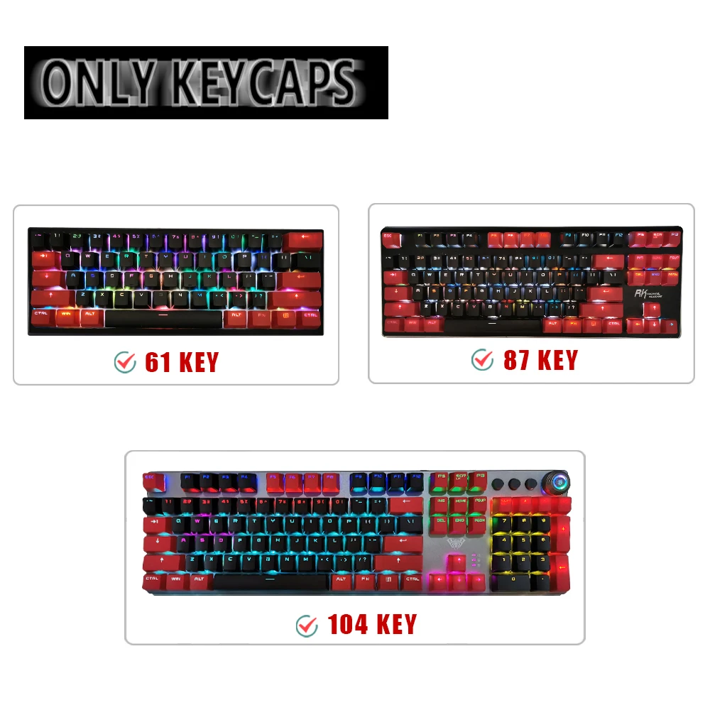 PBT Double Shot Backlit Black&Red 104 Keycaps Set Puller compatible with Cherry MX Mechanical For 61/87/104 Keys Keyboard
PBT Double Shot Backlit Black&Red 104 Keycaps Set Puller compatible with Cherry MX Mechanical For 61/87/104 Keys Keyboard