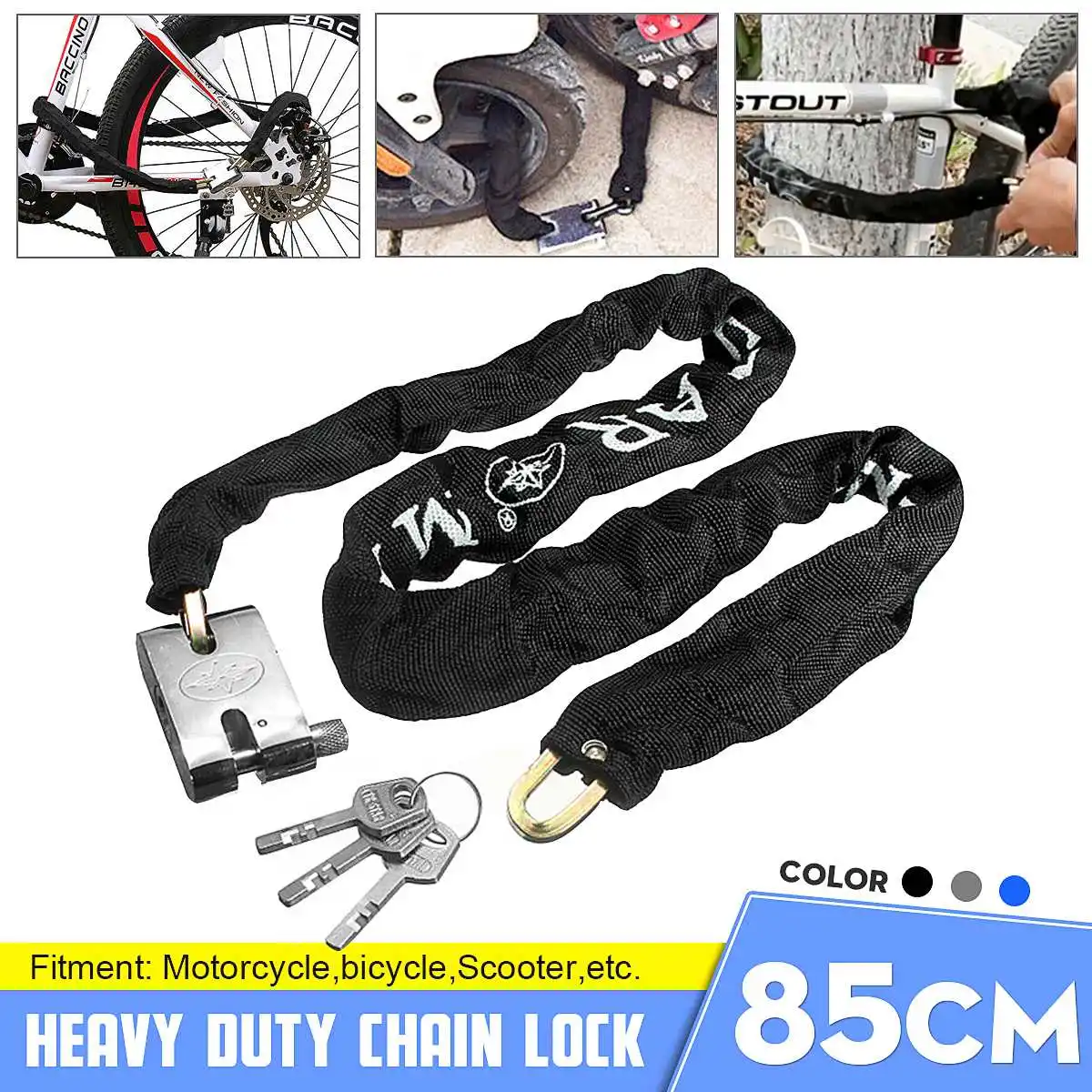 85cm 1.2M Metal Black Motorcycle Motorbike Heavy Duty Chain Lock Padlock Bicycle Scooter Locks Anti-theft Protection
85cm 1.2M Metal Black Motorcycle Motorbike Heavy Duty Chain Lock Padlock Bicycle Scooter Locks Anti-theft Protection