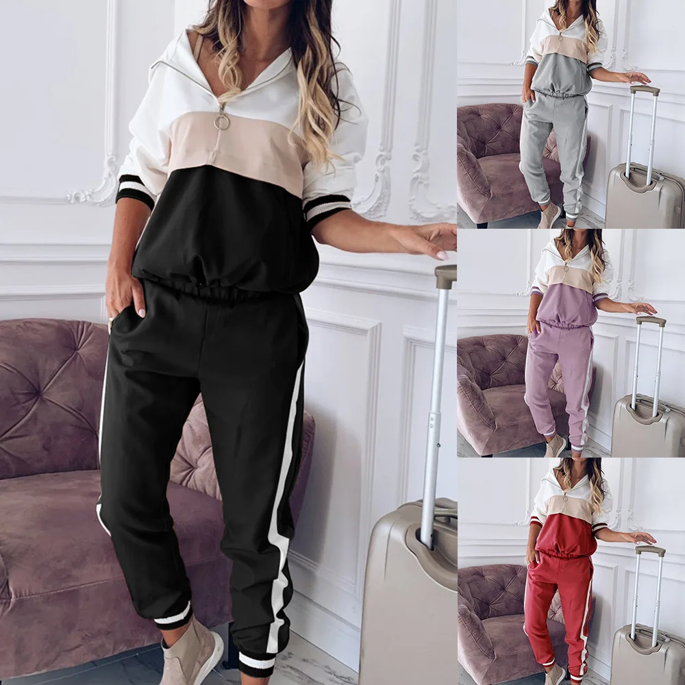 Spring Autumn Fashion European American Style Women Contrast Color Patchwork Sweatshirt Side Stripe Pant Casual Loose Hoodie Set
Spring Autumn Fashion European American Style Women Contrast Color Patchwork Sweatshirt Side Stripe Pant Casual Loose Hoodie Set