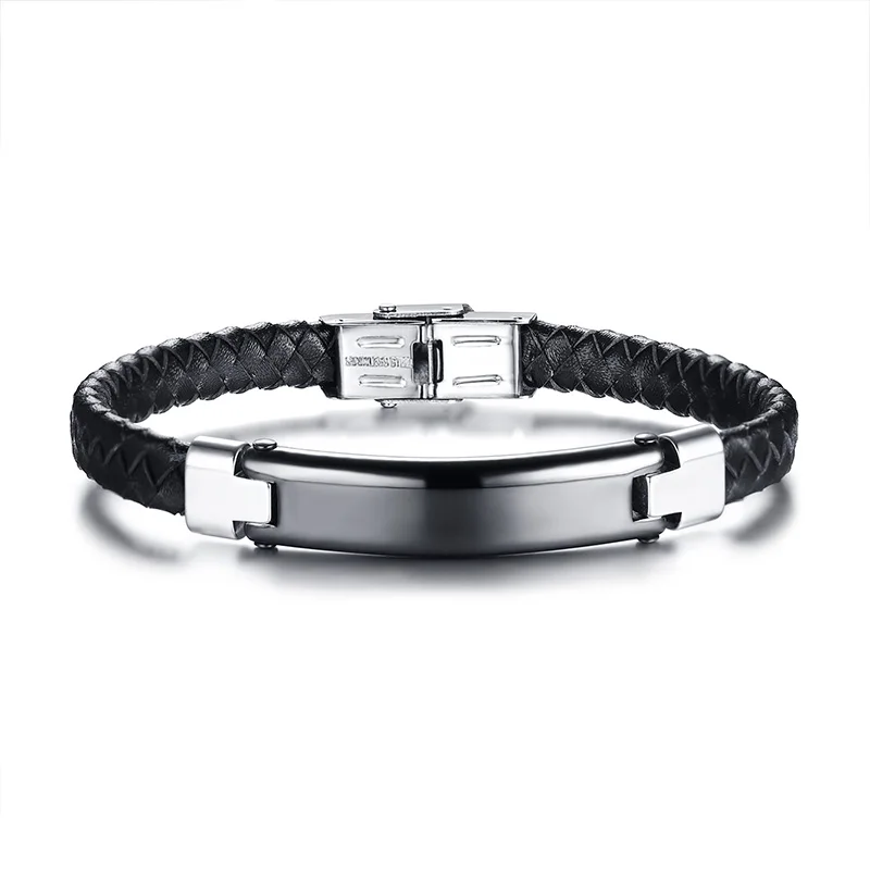 2022 Trendy Leather Stainless Steel Curved Brand Back And Simple And Fashion Style Can Be Engraved For Men's Bracelet
2022 Trendy Leather Stainless Steel Curved Brand Back And Simple And Fashion Style Can Be Engraved For Men's Bracelet