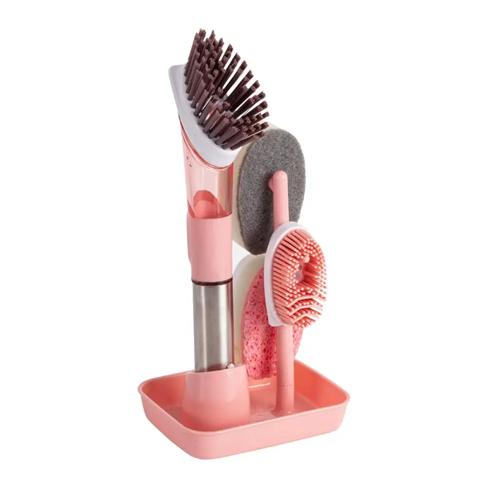 Dishwashing Brush with Soap Dispenser set Add liquid handle 4 replacement brush heads Kitchen tableware sink Cleaning brush
Dishwashing Brush with Soap Dispenser set Add liquid handle 4 replacement brush heads Kitchen tableware sink Cleaning brush