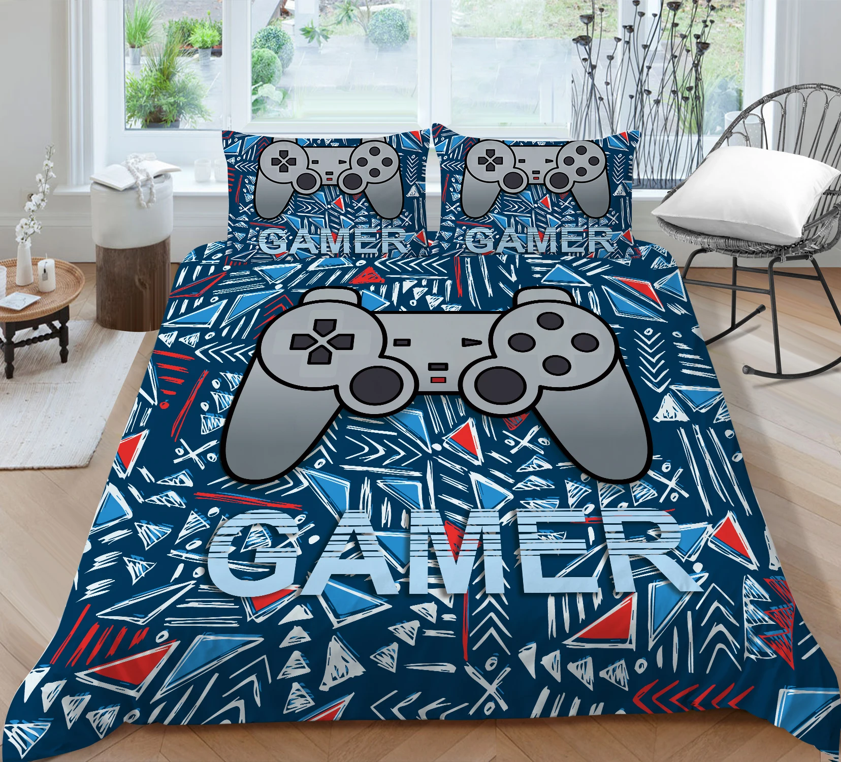 Pink and Blue Gamepad Printing Bedding set Game Duvet cover set for Kids and Children Bedroom Decor 2/3pcs 
Pink and Blue Gamepad Printing Bedding set Game Duvet cover set for Kids and Children Bedroom Decor 2/3pcs