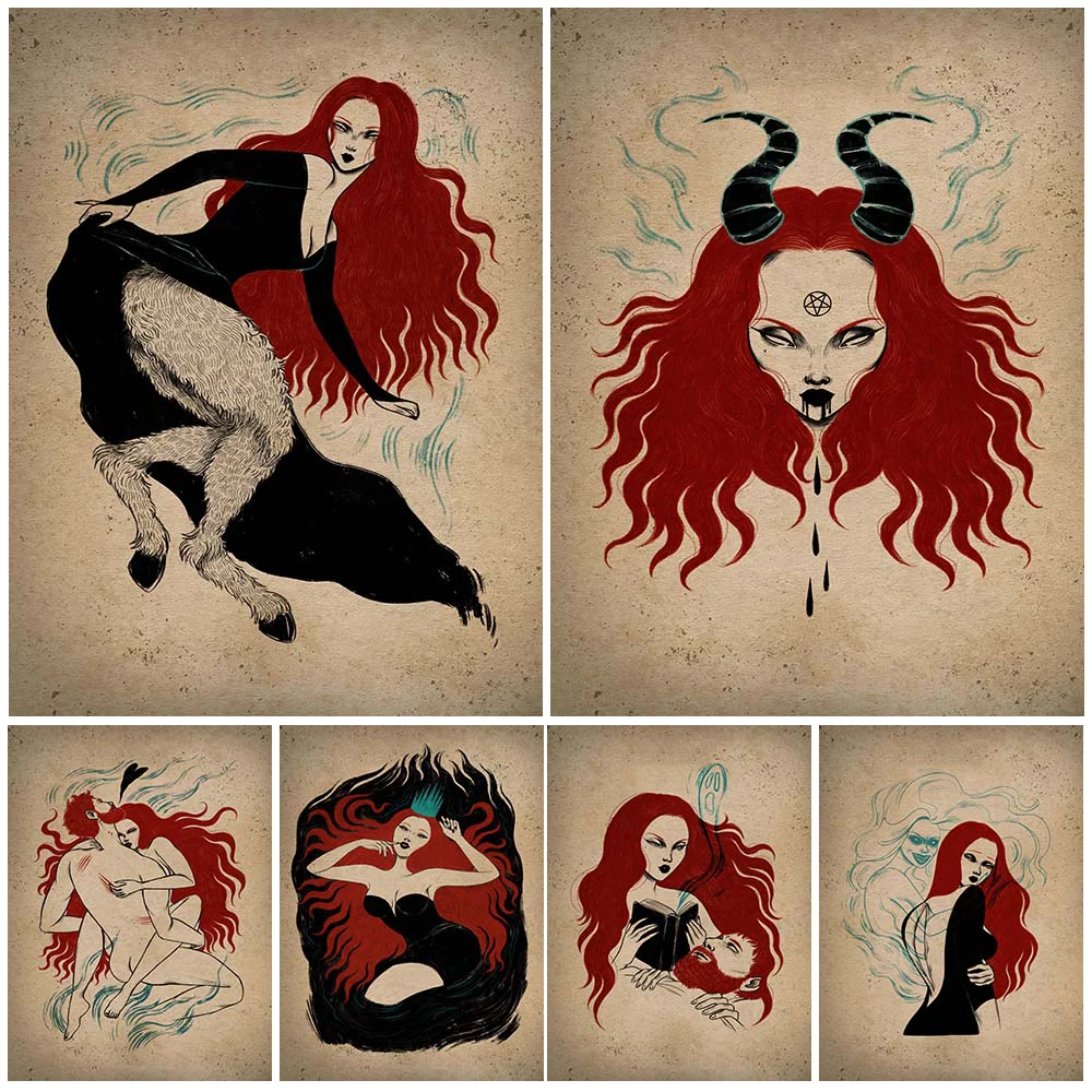 Vintage Red Haired Demon Witch Abstract Art Poster And Prints Decoration Home Wall Art Canvas Painting For Living Room Art Print
Vintage Red Haired Demon Witch Abstract Art Poster And Prints Decoration Home Wall Art Canvas Painting For Living Room Art Print