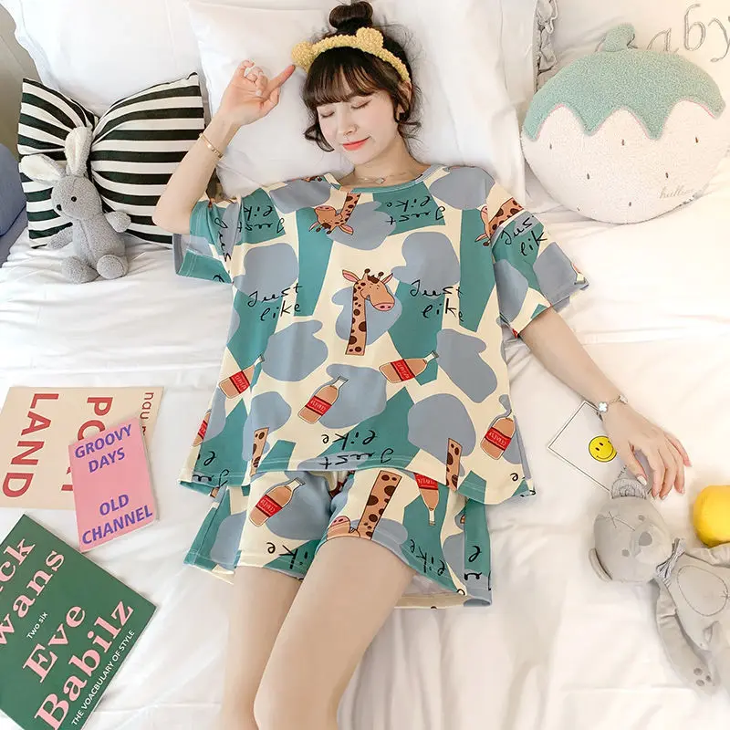 Net Celebrity Hot Style 2021 New Pajamas Women Summer Pure Cotton Short-sleeved Clear Two-piece Girl Cute Home Service Set
Net Celebrity Hot Style 2021 New Pajamas Women Summer Pure Cotton Short-sleeved Clear Two-piece Girl Cute Home Service Set