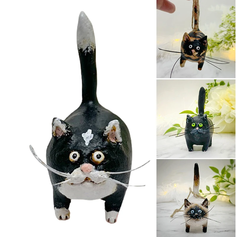 

Kitty Miniature Sculpture Original Art Resin Desktop Ornament with Vivid Expression Gift for Your Cat SAL99