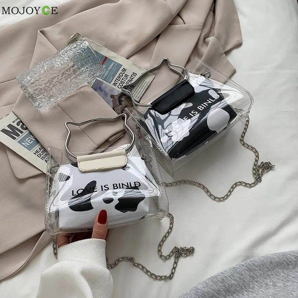 Vintage Women Composite Bags Transparent Top-handle Chain Shoulder Crossbody Messenger Bag Casual Ladies PU Leather Cow Pattern
Vintage Women Composite Bags Transparent Top-handle Chain Shoulder Crossbody Messenger Bag Casual Ladies PU Leather Cow Pattern