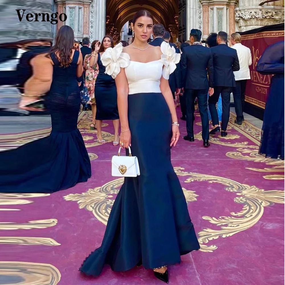 Verngo White And Black Mermaid Evening Dresses Handmade Flowers Shoulder Sweetheart Satin Long Formal Celebrity Prom Gowns
Verngo White And Black Mermaid Evening Dresses Handmade Flowers Shoulder Sweetheart Satin Long Formal Celebrity Prom Gowns