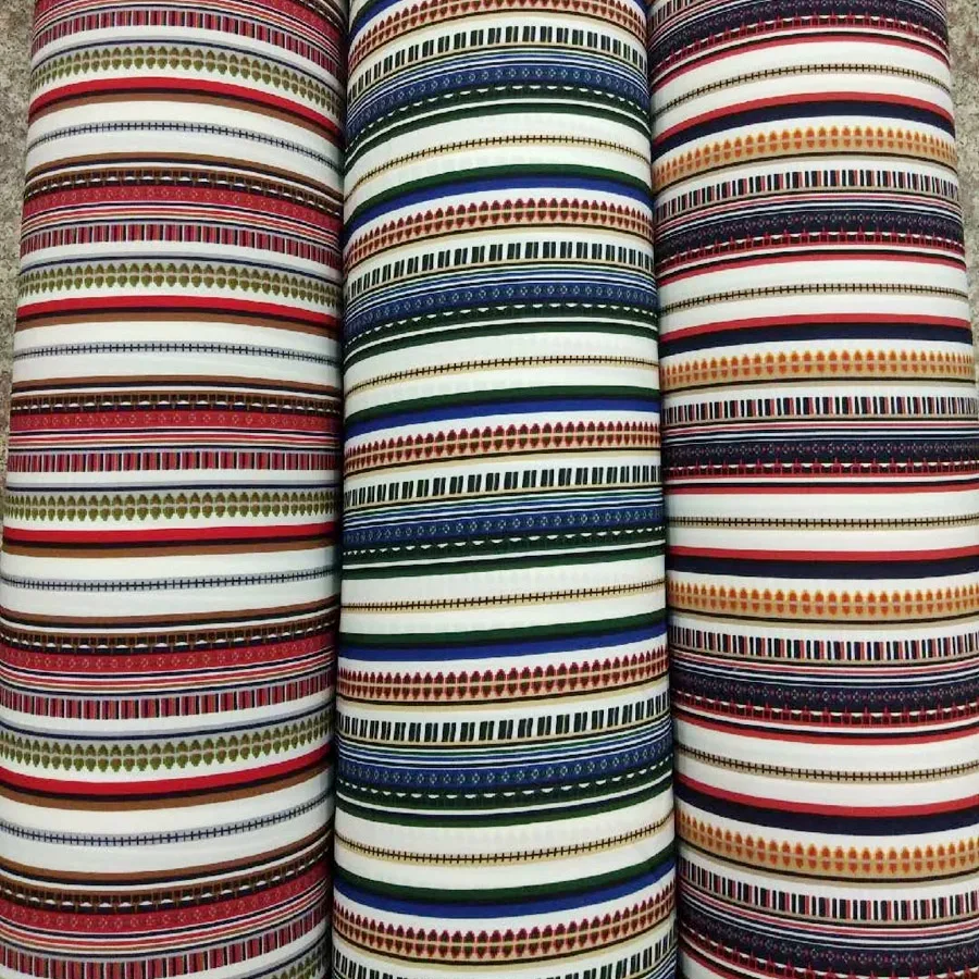 Фото Шифоновая ткань для платьев этническая полоса принт креп - купить