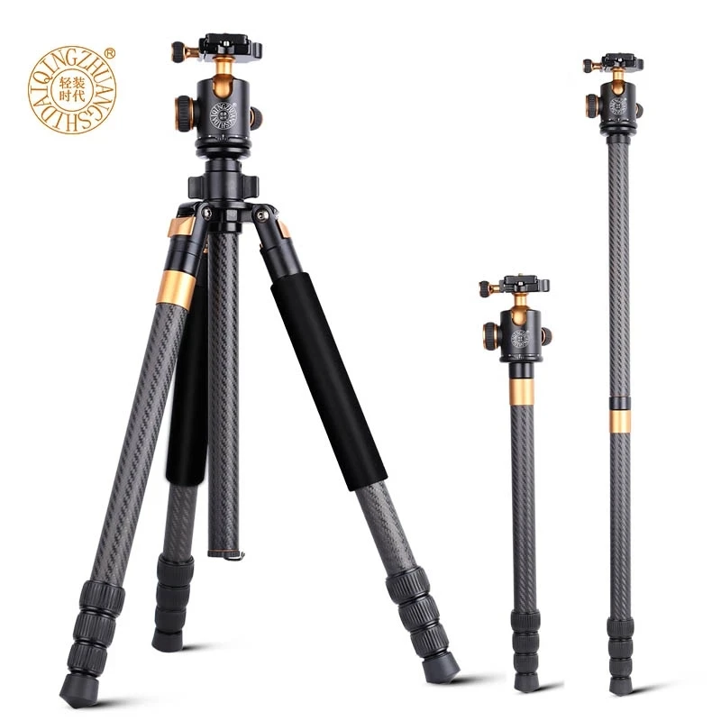 

QZSD Q968C Tripod Carbon Fiber Tripod Stand with Monopod Dslr Camera Tripie &ampball Head with 1/4 Screw and Quick Release Plate