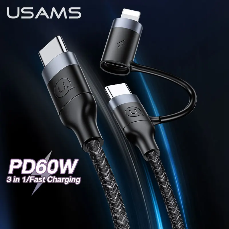 USAMS Type-C к Lightning Micro 100 Вт PD кабель для быстрой зарядки USB C Ipad Macbook Xiaomi Huawei Samsung