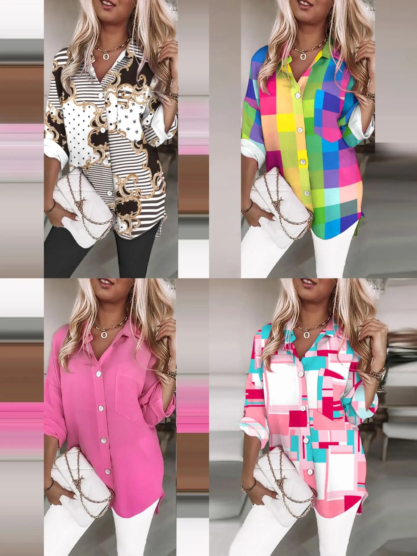 2021 Women Long Sleeve Shirt Autumn New Fashion Polyester Blouse Lapel Collar Hold And Eye Casual Printed Women Long Shirt
2021 Women Long Sleeve Shirt Autumn New Fashion Polyester Blouse Lapel Collar Hold And Eye Casual Printed Women Long Shirt
