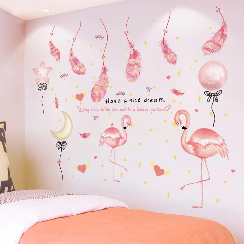 Pink Flamingo Animals Wall Stickers DIY Feathers Balloons Wall Decals for Kids Rooms Baby Bedroom Home Decoration Accessories
Pink Flamingo Animals Wall Stickers DIY Feathers Balloons Wall Decals for Kids Rooms Baby Bedroom Home Decoration Accessories